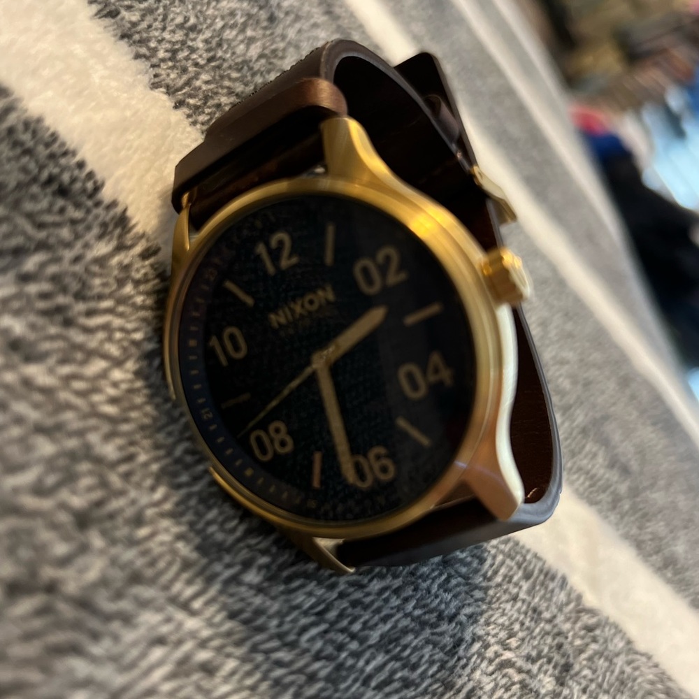 Men’s Navy/gold snakeskin leather watch